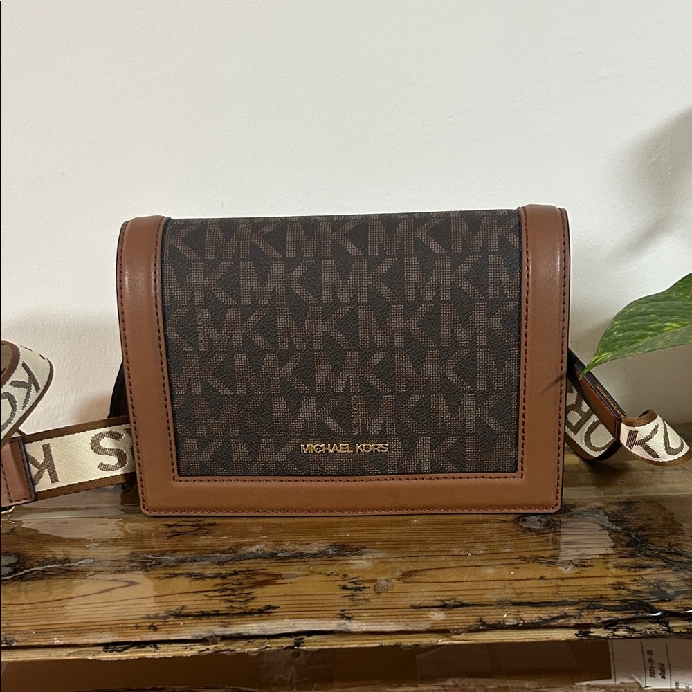 Michael Kors Brown and Tan Messenger Bag